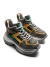 Pantofi Sport Dama din piele naturala HD7673 DARK GREEN-YELLOW | ADVANCER