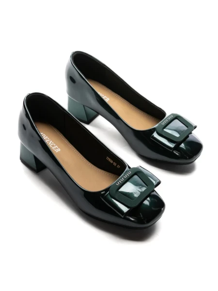 Pantofi cu toc din piele naturala TP508-53 GREEN | ADVANCER