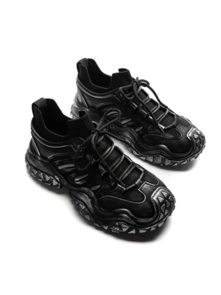 Pantofi Sport Barbati din piele naturala 5351 BLACK-GUN | ADVANCER