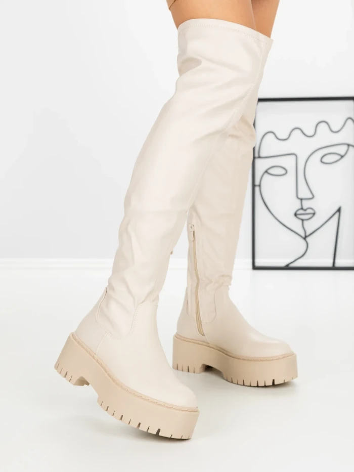 Cizme Dama cu Platforma W3032-1 BEIGE | BELLICY