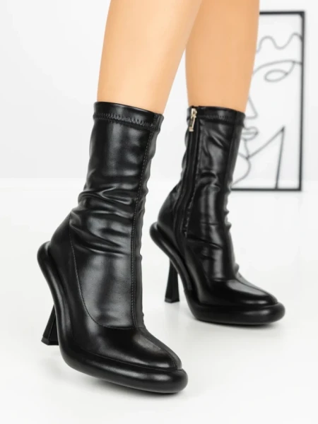 Botine cu Toc si Platforma J6156 BLACK | MIA SHOES