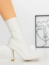 Botine cu Toc si Platforma J6156 WHITE | MIA SHOES
