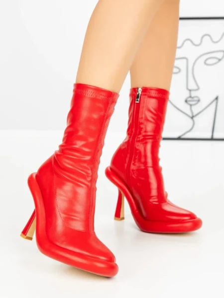 Botine cu Toc si Platforma J6156 RED | MIA SHOES