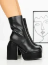 Botine cu Toc Gros G0801 BLACK | MIA SHOES