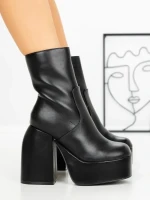 Botine cu Toc Gros G0801 BLACK | MIA SHOES