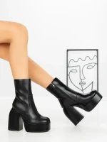 Botine cu Toc Gros G0801 BLACK | MIA SHOES
