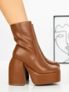 Botine cu Toc Gros G0801 BROWN | MIA SHOES