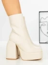 Botine cu Toc Gros G0801 BEIGE | MIA SHOES