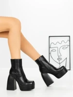 Botine cu Toc Gros F0902 BLACK | MIA SHOES