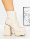 Botine cu Toc Gros F0902 BEIGE | MIA SHOES