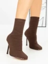 Botine cu Toc Subtire B5931 BROWN | MIA SHOES