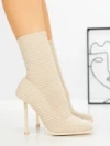 Botine cu Toc Subtire B5931 BEIGE | MIA SHOES