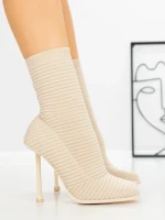 Botine cu Toc Subtire B5931 BEIGE | MIA SHOES