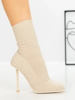 Botine cu Toc Subtire B5931 BEIGE | MIA SHOES