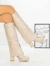 Cizme Dama cu Toc si Platforma QT07-12 BEIGE | BELLICY