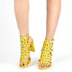 Дамски сандали с дебел ток XKK157 Жълто (L41) Mei
