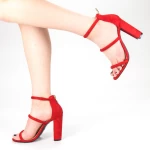 Дамски сандали с дебел ток XKK153 Червено (D20) Mei