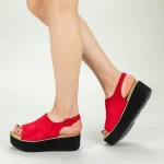 Дамски сандали на платформа 266-13 Червено (B04) Mulanka