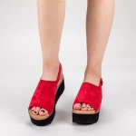 Дамски сандали на платформа 266-13 Червено (B04) Mulanka