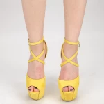 Дамски сандали с тънък ток и платформа HLX78 Жълто (L04) Mei