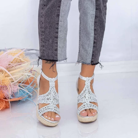 Дамски сандали на платформа FS52 Сребро (K42) Mei