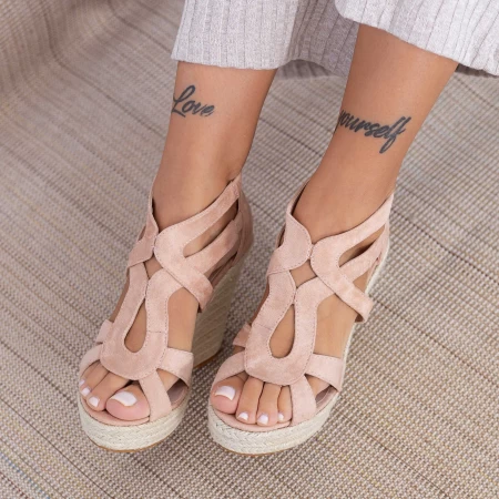 Дамски сандали на платформа HXS12 Nude (D15) Mei