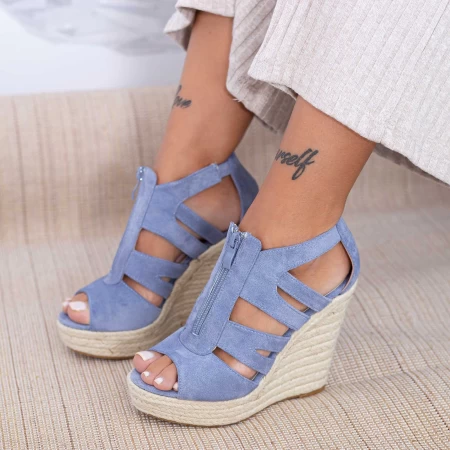 Дамски сандали на платформа HXS19 Синьо (D50) Mei