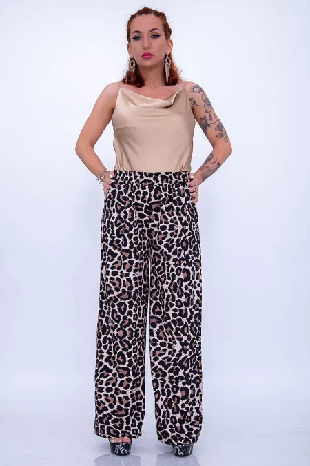 Дамски панталон 12261 Бежов Леопард (G00) Fashion