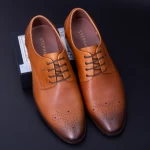 Елегантни мъжки обувки от естествена кожа Y006A-26F Кафе (B22) Stephano