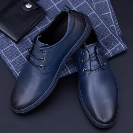 Елегантни мъжки обувки от естествена кожа KL6805 Синьо (M44) Stephano