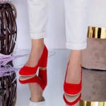 Обувки с дебел ток YXD1A Червено (K25) Mei