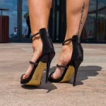 Дамски сандали с тънък ток и платформа 1735 Черен (N8) Exist