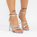 Дамски сандали с тънък ток ES2401 Сребро (M33) Exist