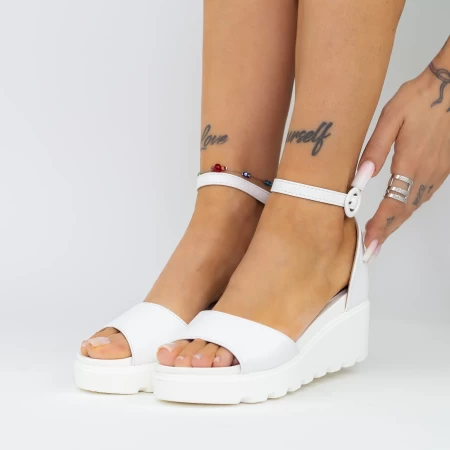 Дамски сандали на платформа LM358 Бял » MeiMall.bg