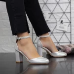 Обувки с дебел ток 2YXD50A Сребро (K51) Mei