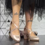 Обувки с дебел ток 2YXD30 Шампанско » MeiMall.bg